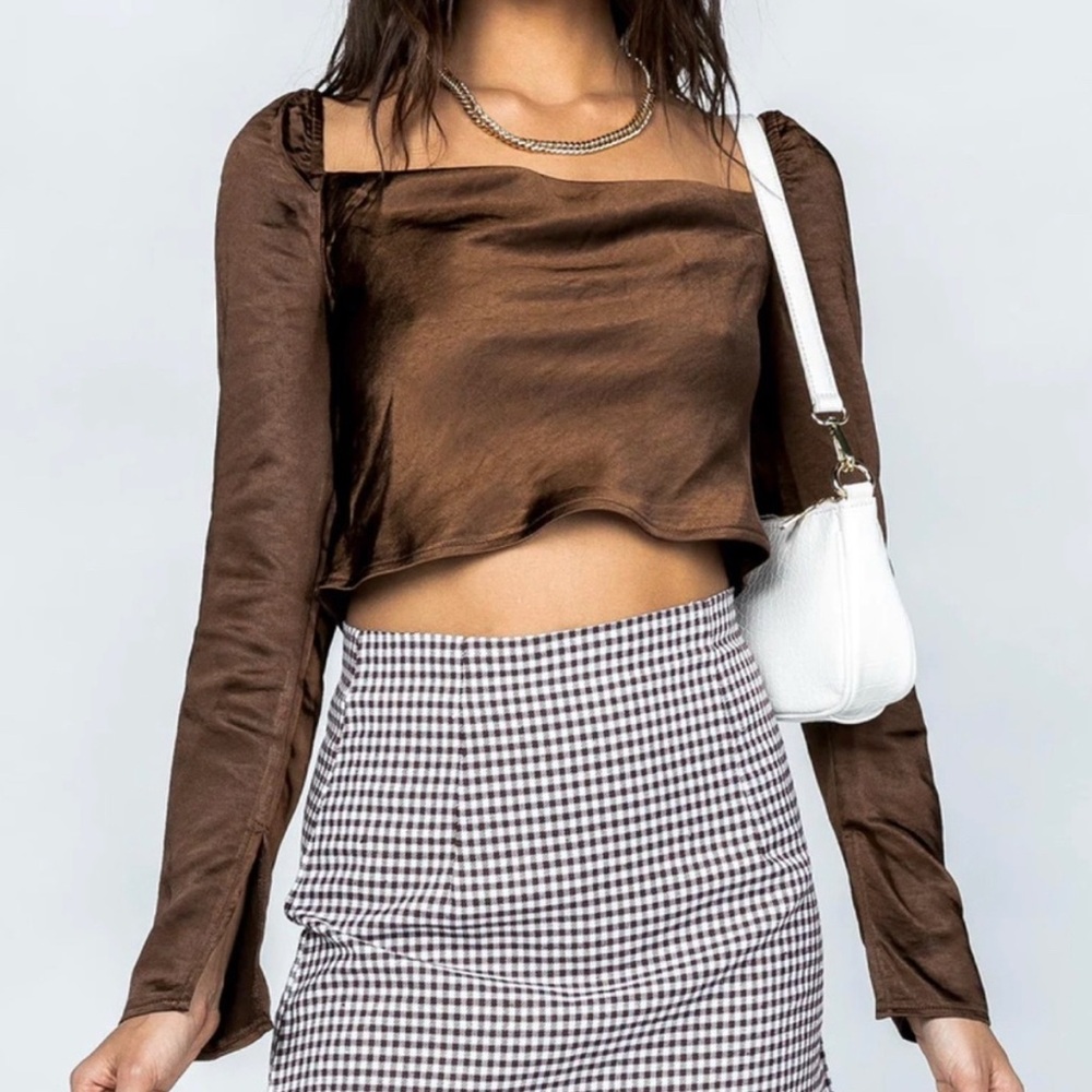 Princess Polly Brown Satin Top